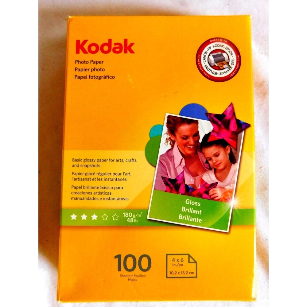 KODAK/EPSON PHOTO PAPER GLOSS 90 SHEETS 4x6 Lexmark Dell Epson HP Canon 48 lb